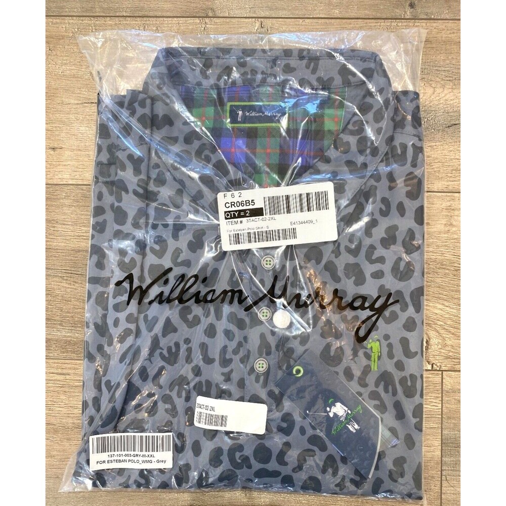 William Murray Golf For Esteban Polo Gray Mens M Short Sleeve Retail Packaging - Picture 6 of 8